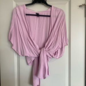 Pink short sleeve wrap shirt